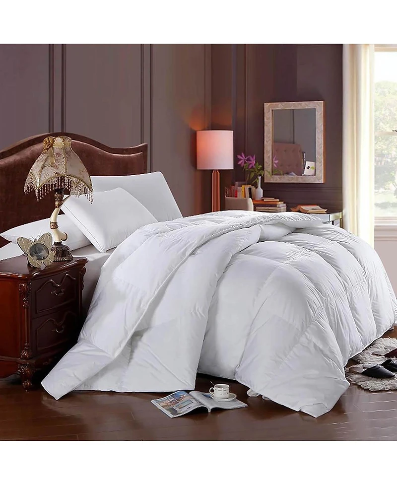 Egyptian Linens Egyptian Cotton Lightweight Down Comforter 650 Fill Power-Solid Sateen, Full/Queen