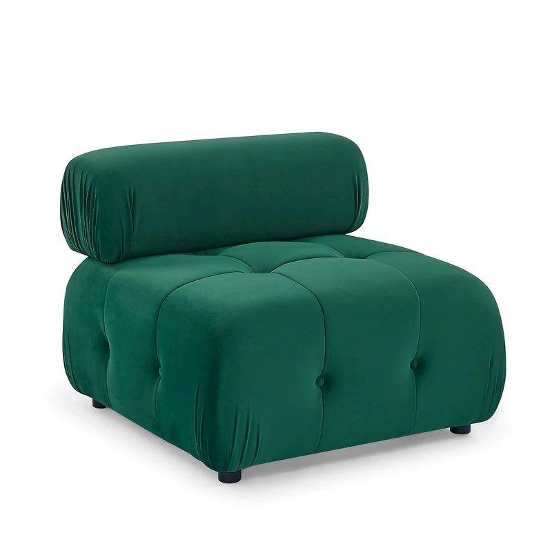 Streamdale Diy L-Shaped Green Velvet Sofa with Ottoman