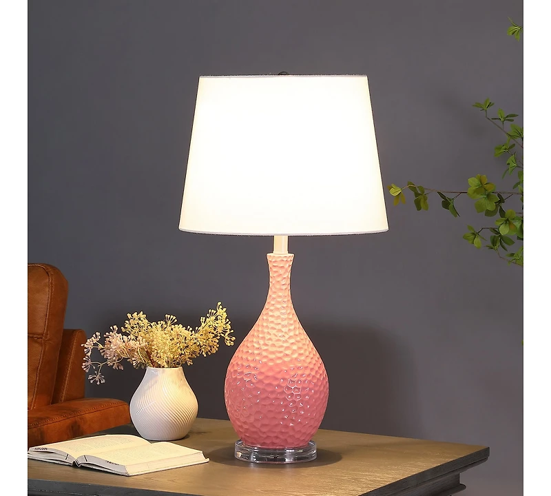 Streamdale 28" Pink Telli Pebble Mid-Century Resin Table Lamp