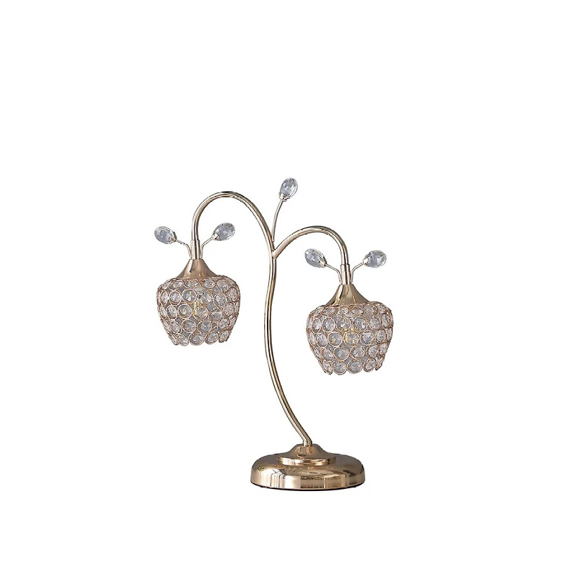 Streamdale 17.25" Rose Gold 2-Floral Bell Glam Metal Table Lamp