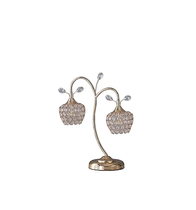 Streamdale 17.25" Rose Gold 2-Floral Bell Glam Metal Table Lamp
