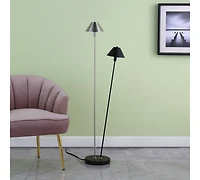 Streamdale Furniture 47.5" In Led Double G-9 Matte Powder Black/Silver Redman Brushed Nickel Floor Lamp