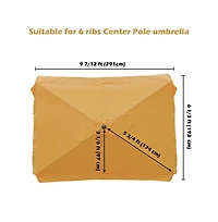 10x6ft Universal Replacement Umbrella Canopy with Tippet Top Cover Patio Beach