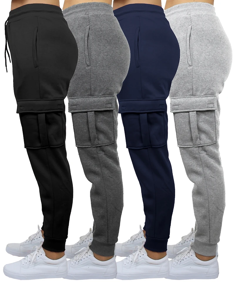 Carol Vee Women's Heavyweight Loose Fit Fleece-Lined Cargo Jogger Pants-4PK