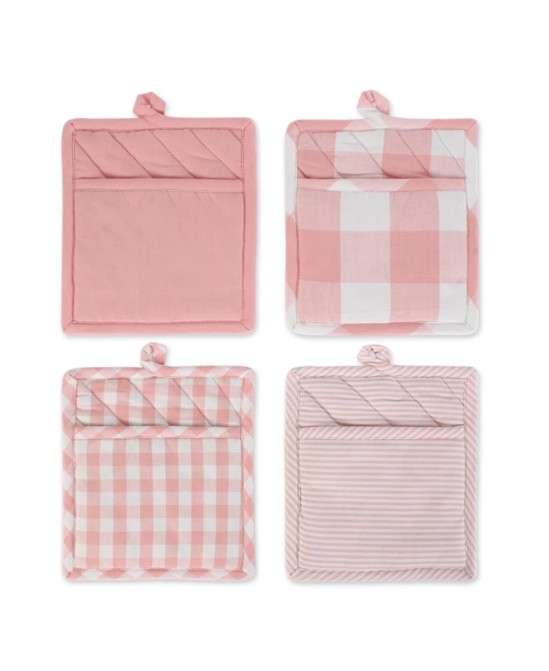 Design Imports Gingham Check Kitchen Collection, Pink, Potholder Set