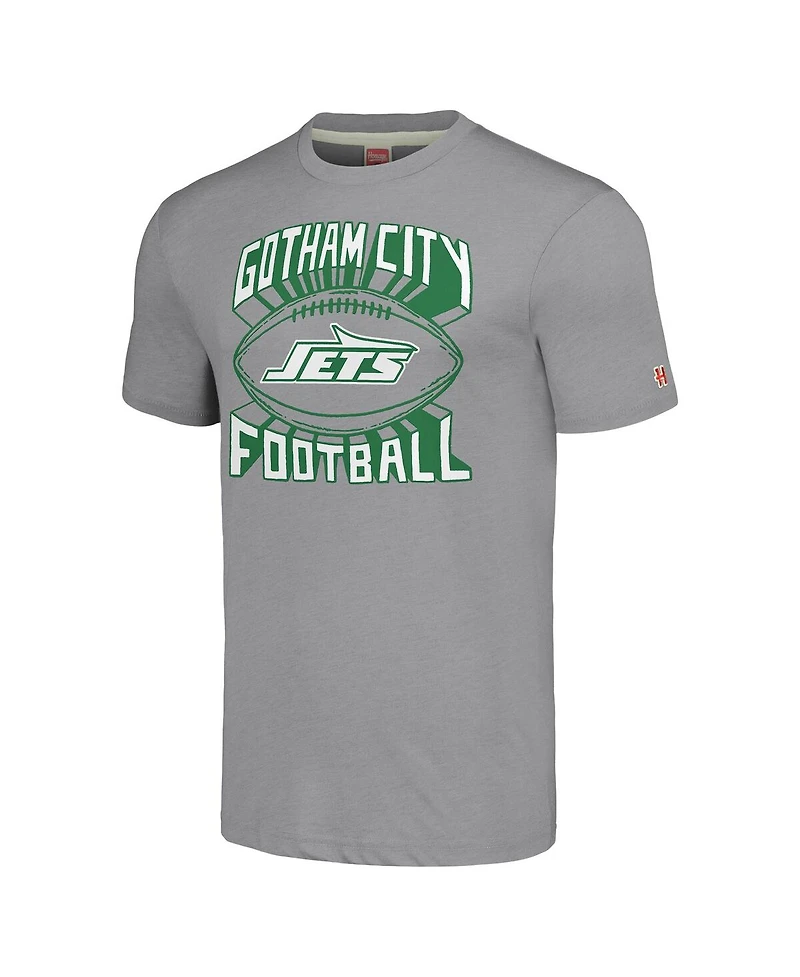 Homage Men's Gray New York Jets Hyper Local Tri-Blend T-Shirt