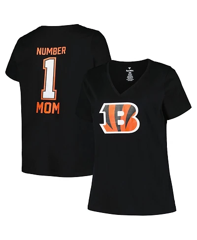 Fanatics Women's Black Cincinnati Bengals Plus Mother's Day 1 Mom V-Neck T-Shirt