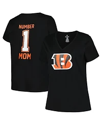 Fanatics Women's Black Cincinnati Bengals Plus Mother's Day 1 Mom V-Neck T-Shirt