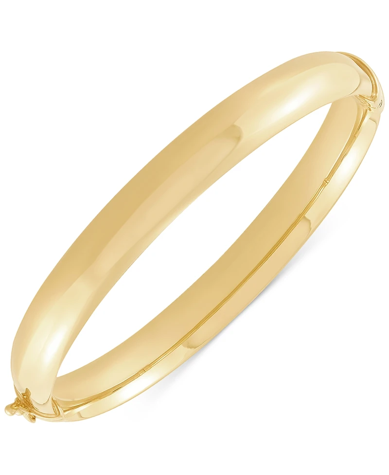 High Polished Tube Hinge Bangle Bracelet (8.5mm) in 18k Gold-Plated Sterling Silver