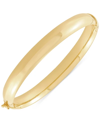 High Polished Tube Hinge Bangle Bracelet (8.5mm) in 18k Gold-Plated Sterling Silver