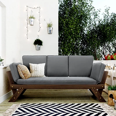 Streamdale Adjustable Patio Daybed Sofa with Gray Cushions