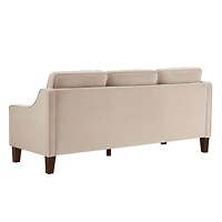 Streamdale Furniture Velvet 3-Seat Sofa with Wood Legs, Taupe
