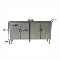 Streamdale 4-Door Storage Cabinet with Pine Legs, Champagne