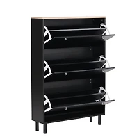 Simplie Fun 3-Drawer Shoe Cabinet with Hooks and Adjustable Panel