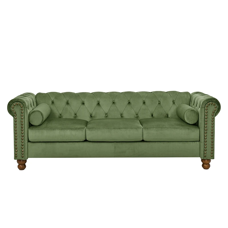 Streamdale Green Velvet Chesterfield Sofa - 3 Seater