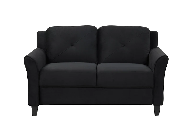 Streamdale Fashionable Living Room Sofa With Double Seats, Black Fabric