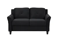 Streamdale Fashionable Living Room Sofa With Double Seats, Black Fabric