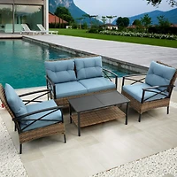 Streamdale Outdoor Rattan Wicker Sectional Sofa Set with Cushion