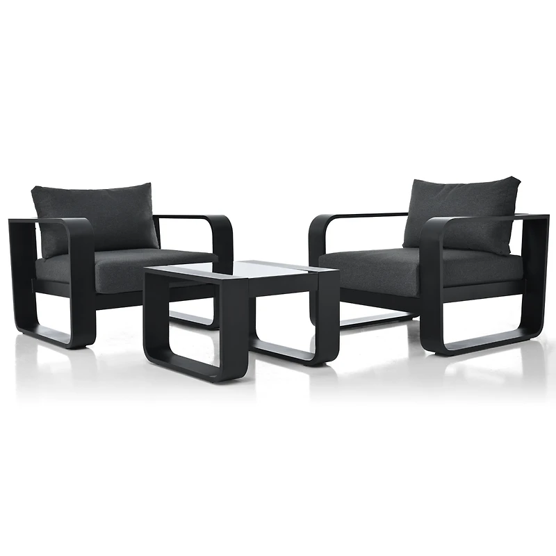 Streamdale Aluminum Frame Patio Set with Thick Cushion & Coffee Table