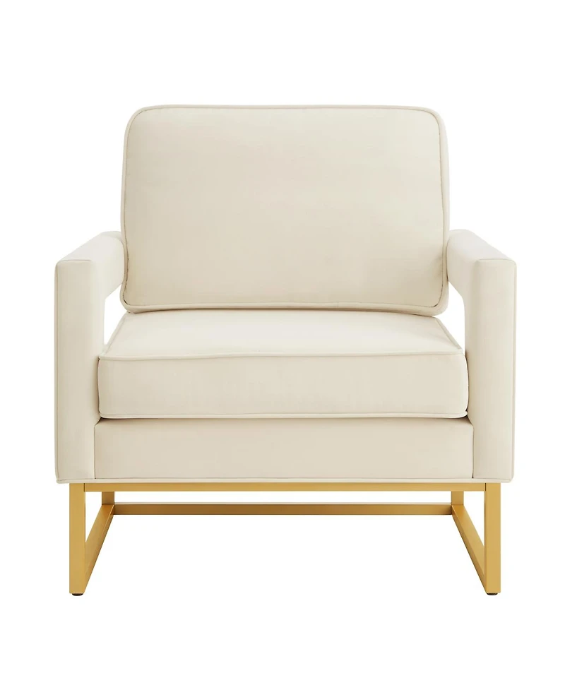 Simplie Fun Gold Metal Base Velvet Upholstered Accent Chair
