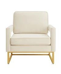 Simplie Fun Gold Metal Base Velvet Upholstered Accent Chair