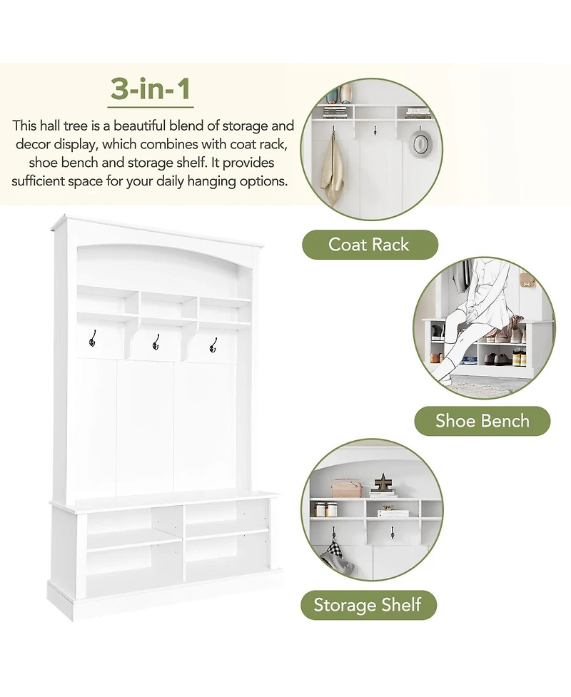 Streamdale Furniture 47.2" Wide Hall Tree With Bench And Shoe Storage