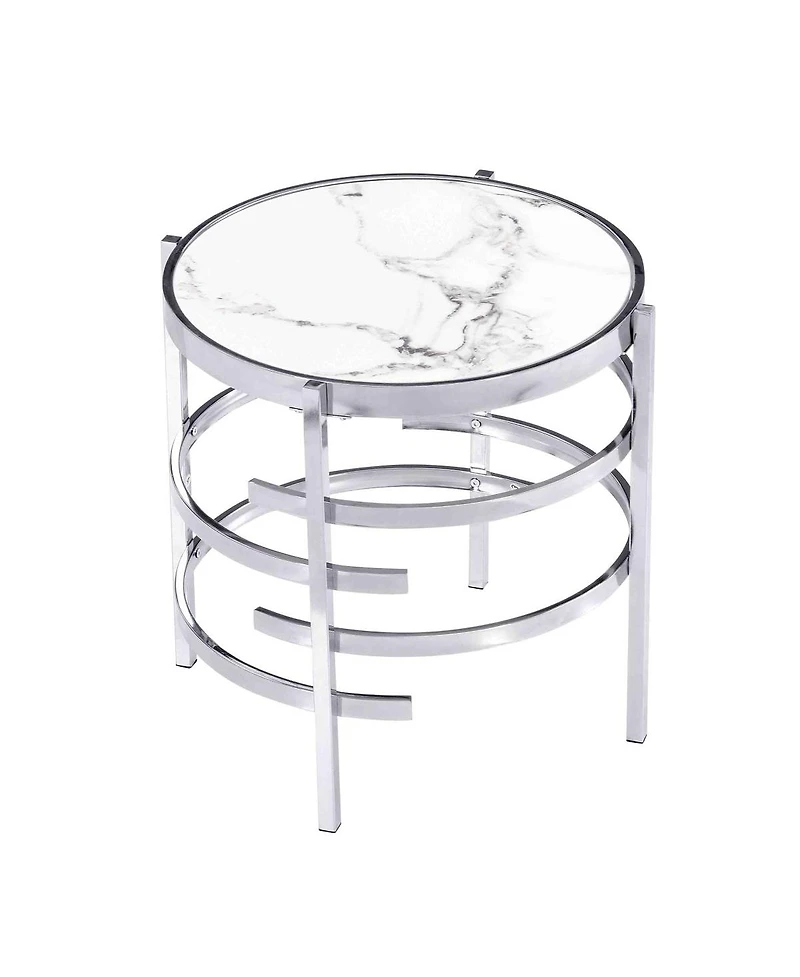 Sintered Stone Top End Table: Modern Chrome Design