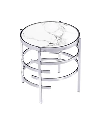 Sintered Stone Top End Table: Modern Chrome Design