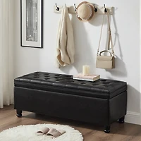 Simplie Fun Black Faux Leather Storage Bench