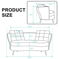 Streamdale Grey Polyester Loveseat with Golden Metal Legs