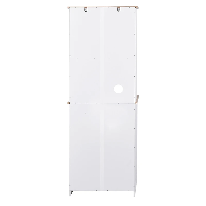 Streamdale White Wooden Kitchen Pantry with Glass Door Storage