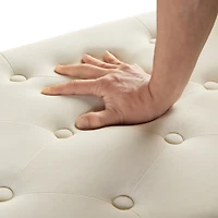 Streamdale Furniture Cream Upholstered Storage Bench with Tufted Seat
