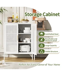 Metal Storage Cabinet - 2 Doors, Adjustable Shelves, White