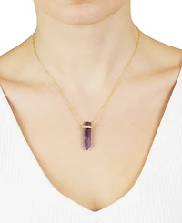 Macy's Stone Quartz Pointed Hexagon Pendant Necklace 14k Gold Plated or Silver