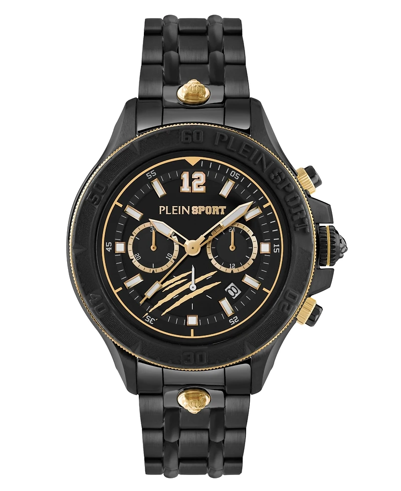 Plein Sport Men's Warrior Tech Chronograph Date Quartz Black Stainless Steel 47.5MM
