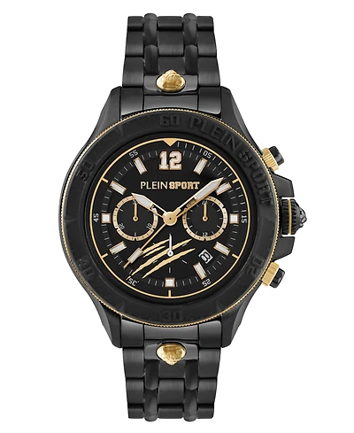 Plein Sport Men's Warrior Tech Chronograph Date Quartz Black Stainless Steel 47.5MM
