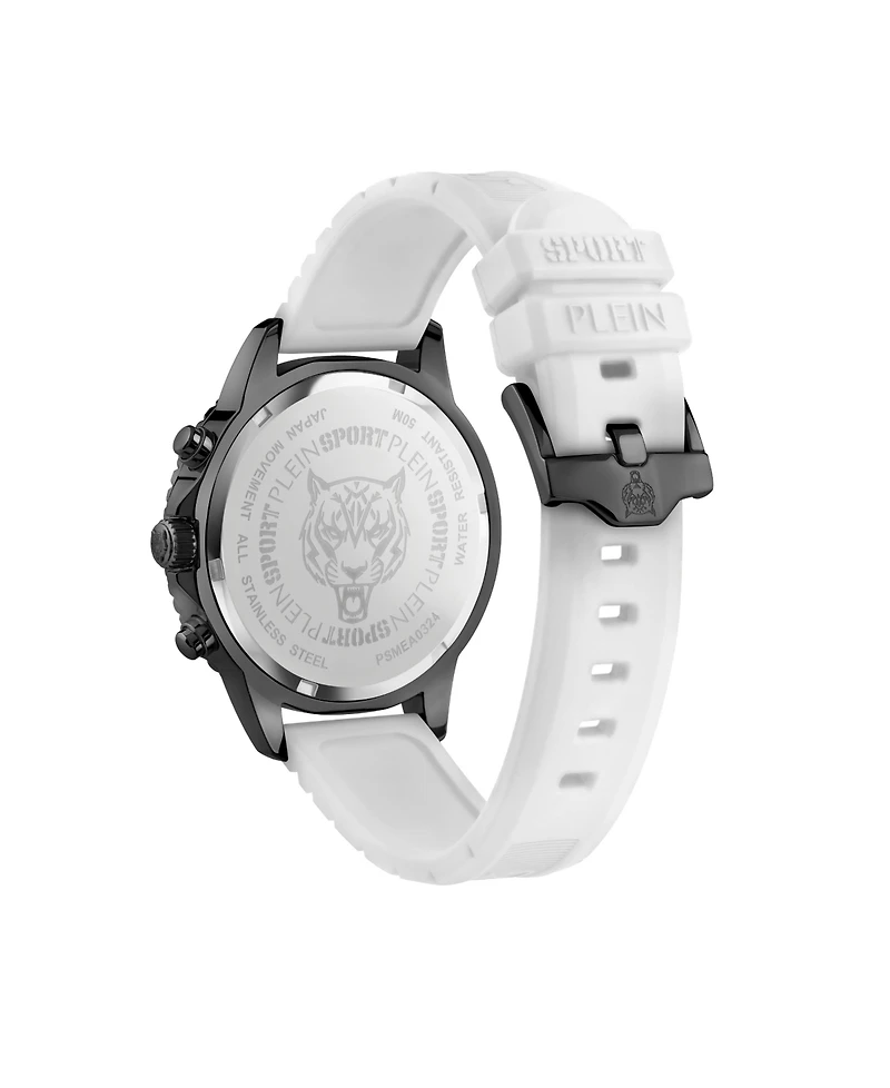 Plein Sport Men's Glam Chrono Chronograph Quartz White Silicone 44MM
