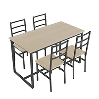 Streamdale Furniture Five-Piece Set Table And Chair With Backrest, Industrial Style, Solid Structure