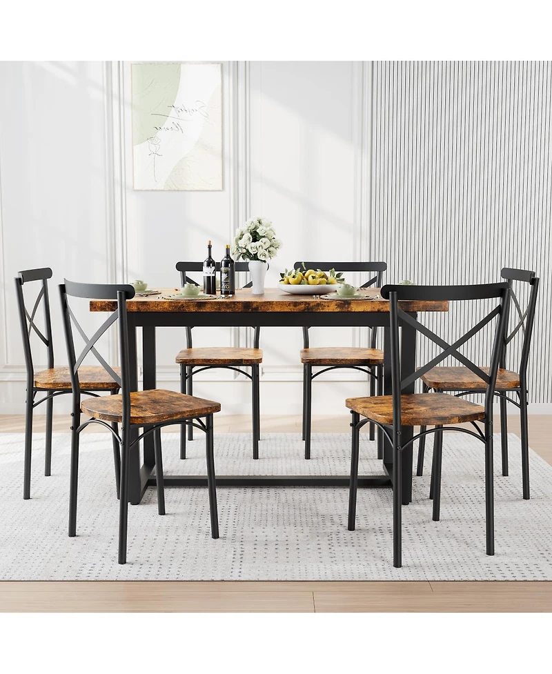 Streamdale Furniture 7-Piece Dining Set for Kitchen and Living Room