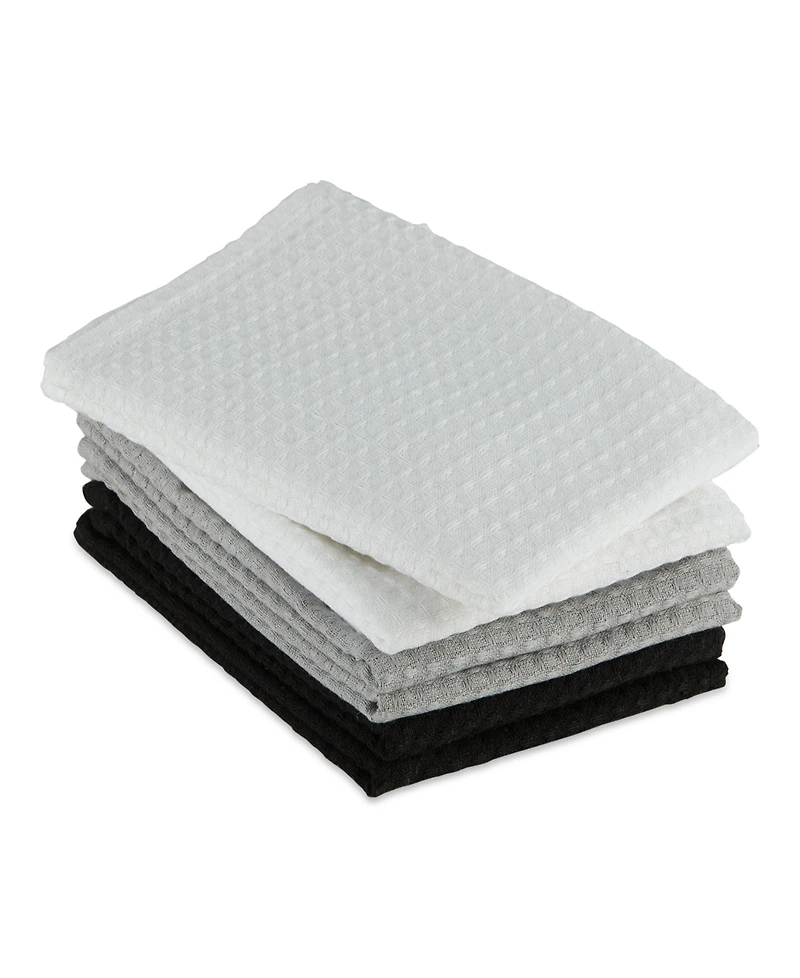 Design Imports Cotton Kitchen Collection Dishtowel Set, 18x26", Assorted Neutrals, 6 Piece
