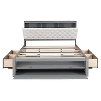 Streamdale Queen Platform Bed with Storage Headboard and Drawers