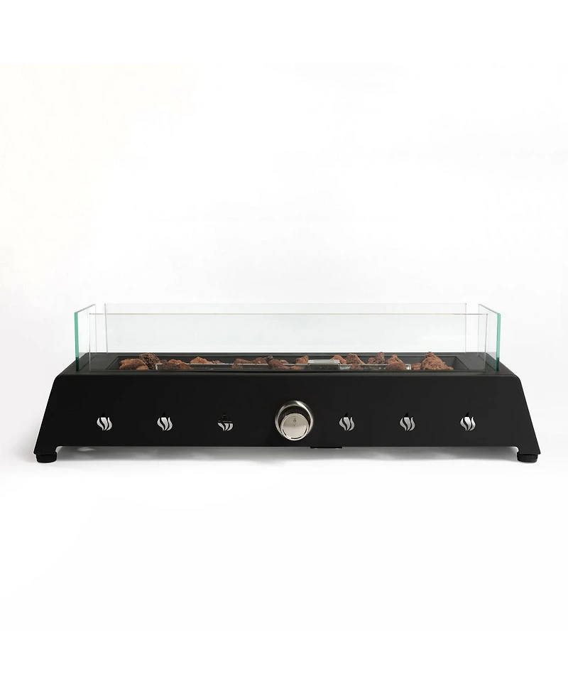 Streamdale 28" Portable Propane Fire Pit with Glass Wind Guard