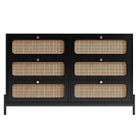 Streamdale Modern Rattan Wood 6-Drawer Dresser & Storage Cabinet