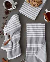 Design Imports French Terry Collection Kitchen Dishtowel Set, 18x28", Mineral Gray Stripe, 3 Piece