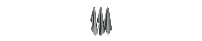 Design Imports French Terry Collection Kitchen Dishtowel Set, 18x28", Mineral Gray Chambray Solid, 3 Piece