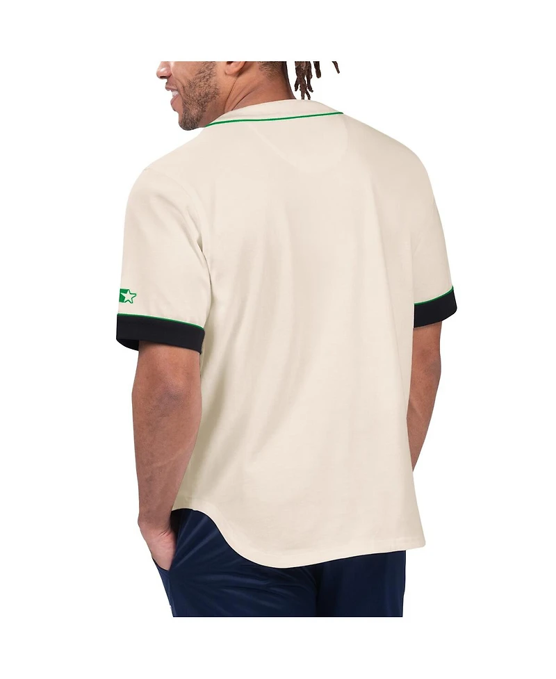 Starter Men's Cream New York Jets Relay Vintage-like Full-Button Baseball Top