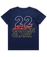 Round21 Big Boys and Girls Caitlin Clark Navy Indiana Fever Player Signature T-Shirt