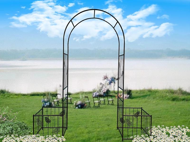 Streamdale Outdoor Black Metal Garden Arbor Archway
