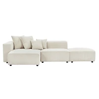 Beige Corduroy Modular Sectional Sofa Set