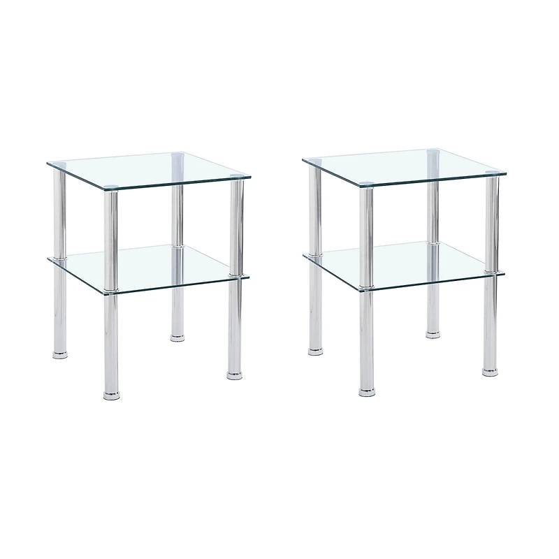 Streamdale Furniture Clear 2-Tier Side/End Table with Storage